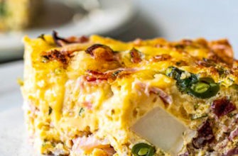 Фото запеканки с ветчиной и сыром крупным планом